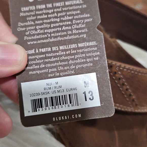 OluKai Rich Brown Leather Sandals Men's Nui Sandal in Rum Brown by Olukai Sz 13 - Picture 10 of 10